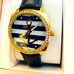 Cute Navy strap with crystal dial Anchor watch